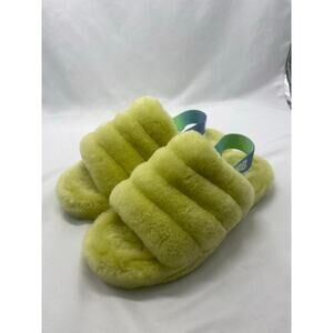 Ugg Fluff Yeah Neon Yellow/Green Slingback Slippers